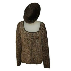 DANA BUCHMAN Dressy Black & Gold Metallic Jacket XL